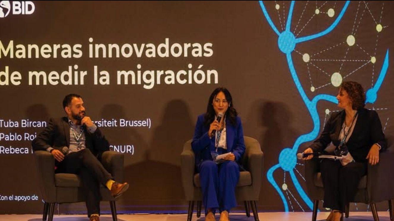 Tuba Bircan on stage at the Inter-American Development Bank Regional Policy Dialogue 2025